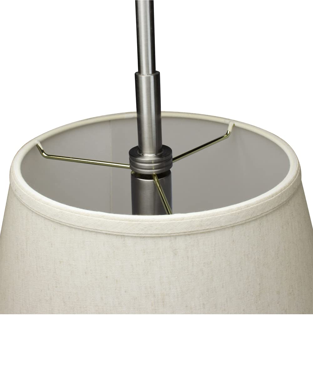 Laura Ashley Pendant Light, Satin Nickel, Empire Textured Oatmeal Shade, Slotted UNO, Diffuser