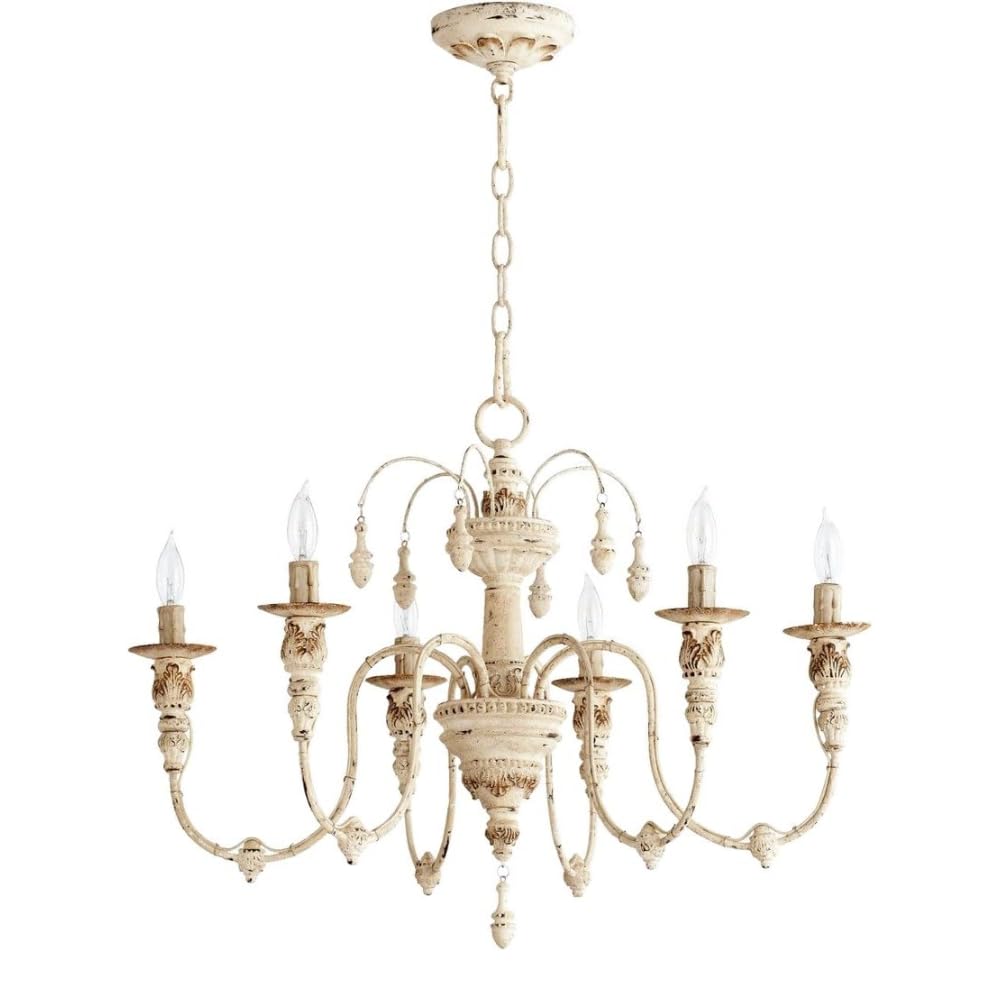 Quorum Salento 25&quot; 6-Light Chandelier In Persian White - Metal Modern Lighting Fixture