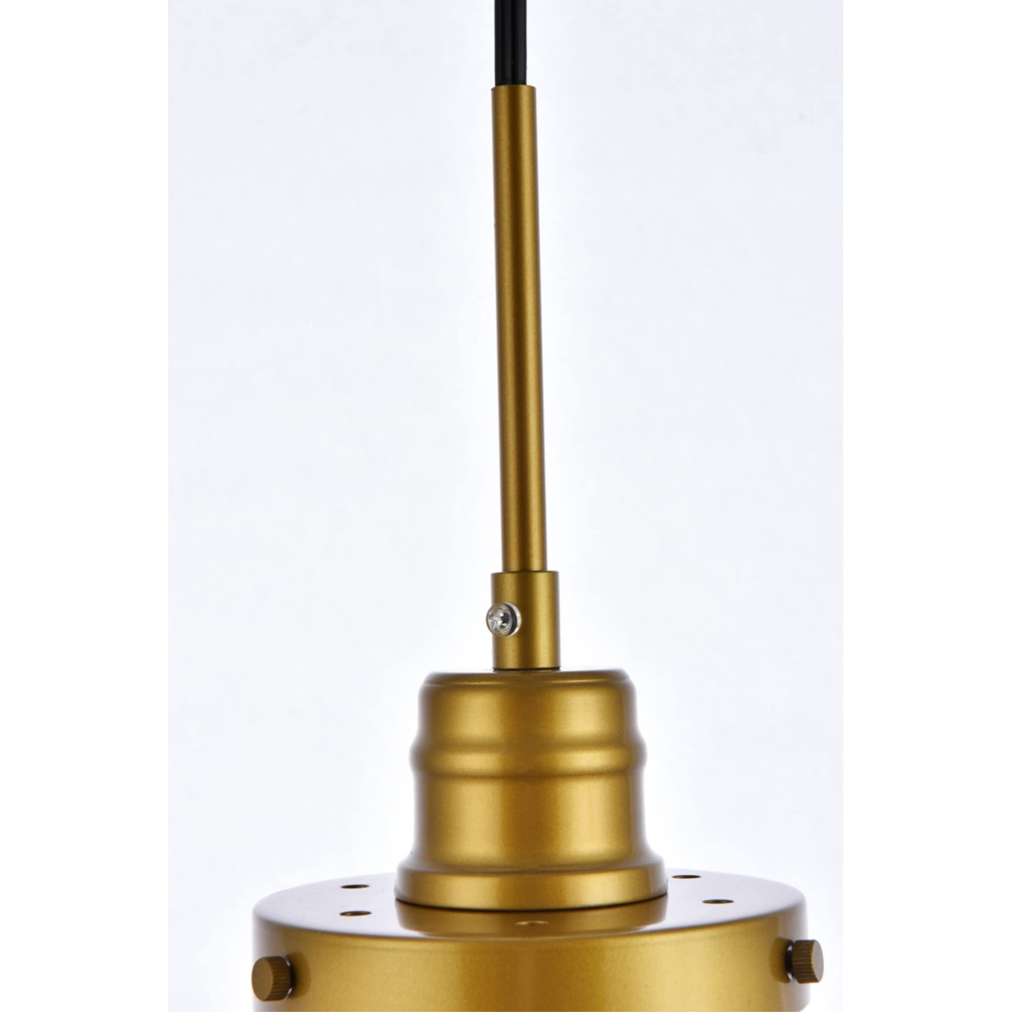 Elegant Lighting Living District Lye 1-Light Mid-Century Metal Pendant in Brass and Frosted White