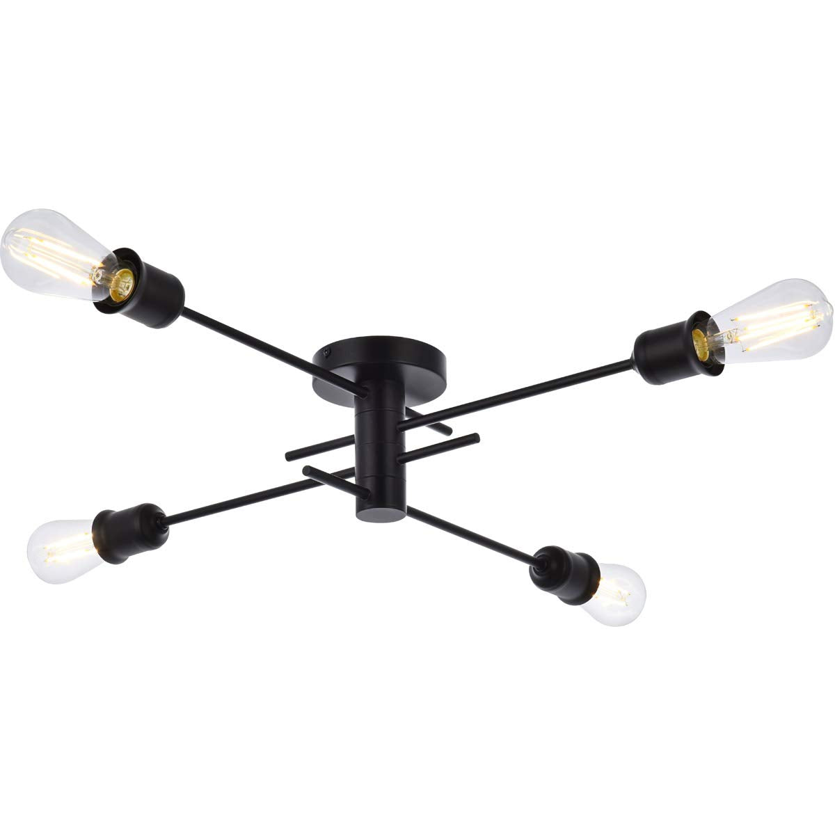 Living District Xavier 4-Light Mid-Century Metal Flush Mount in Black