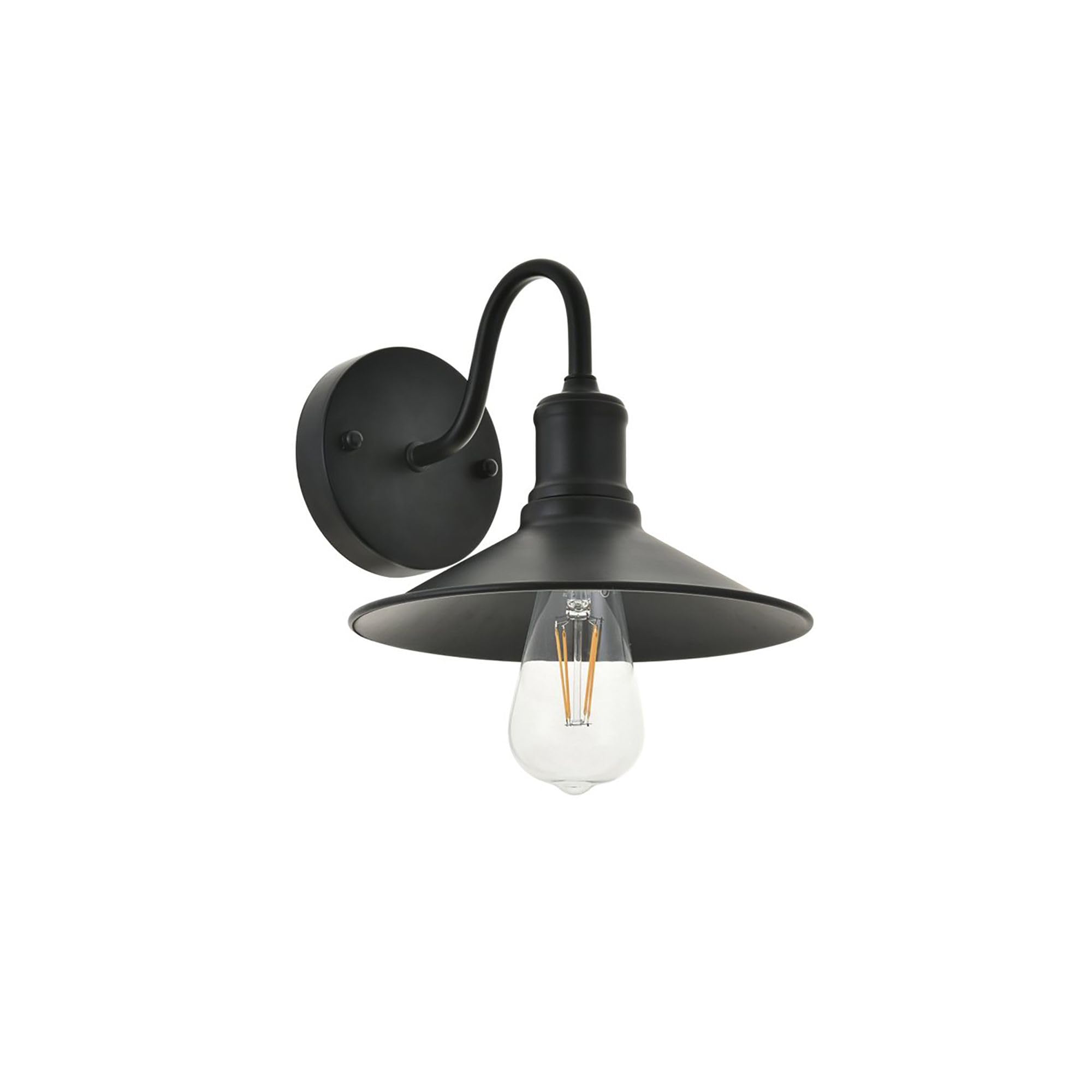 Living District Etude 1-Light Mid-Century Metal Wall Sconce in Black