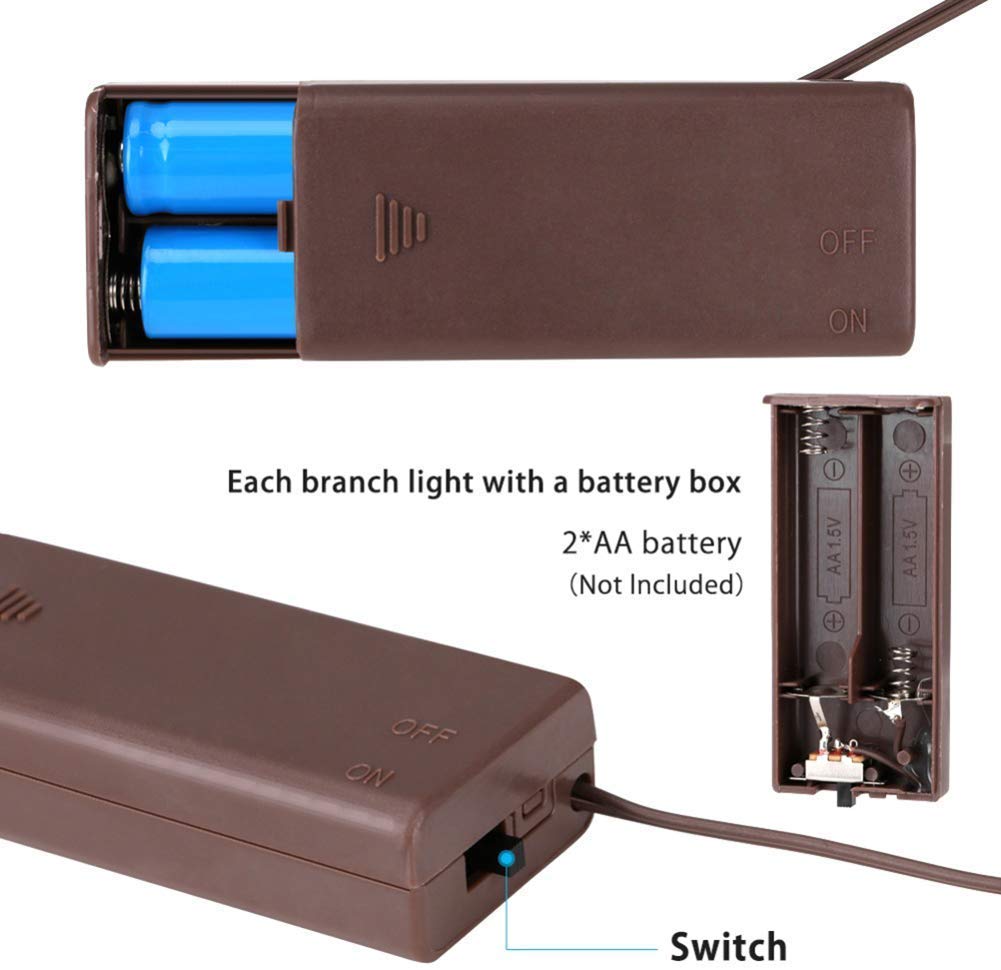 3 Pack Warm White Lighted Branches 60 LED Twig Lights Lighted Plants Artificial Twinkle Willow Branch Lamp Home Fairy Light Up B