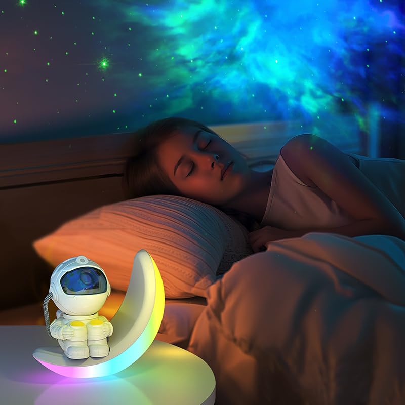 Moon lamp Star Projector Galaxy Night Light,Astronaut Starry Nebula Ceiling LED Lamp with Timer and Remote, Gift for Kids Adults