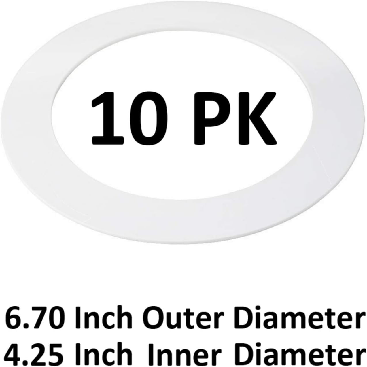 harrrrd 10 Pack Gloss White Goof Trim Ring for 4in Recessed Can Light, Plastic, Outer Diameter 6.7in, Inner Diameter 4.2in
