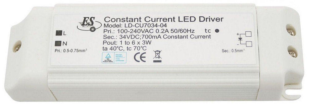 Cal Lighting D-700Ma-Cc-18W 120V To 240V,Led Driver 700Ma,3-18W, Pwt, Nckl, B/S, Slvr