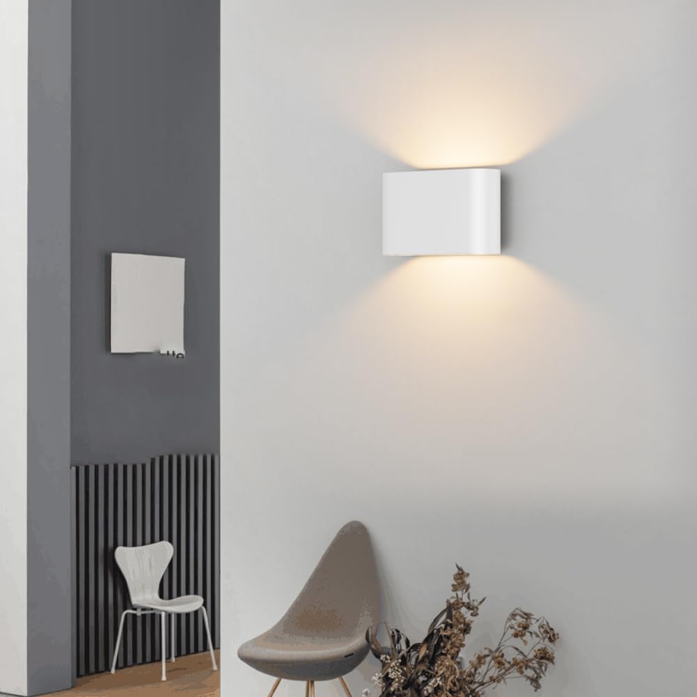 Aipsun LED Wall Sconces Set of 2, Hardwired Aluminum Indoor Lights, Warm White 3000K, Modern Design for Living Room, Bedroom, Hallway