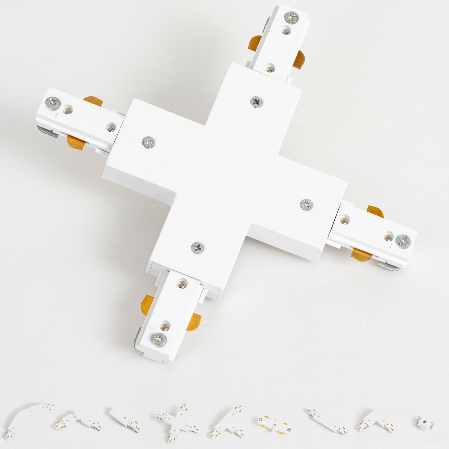 VANoopee H Track X Connector White, H Type Track Lighting Accessories for Single Circuit 3-Wire-1 Track Rail, Track Connector fo