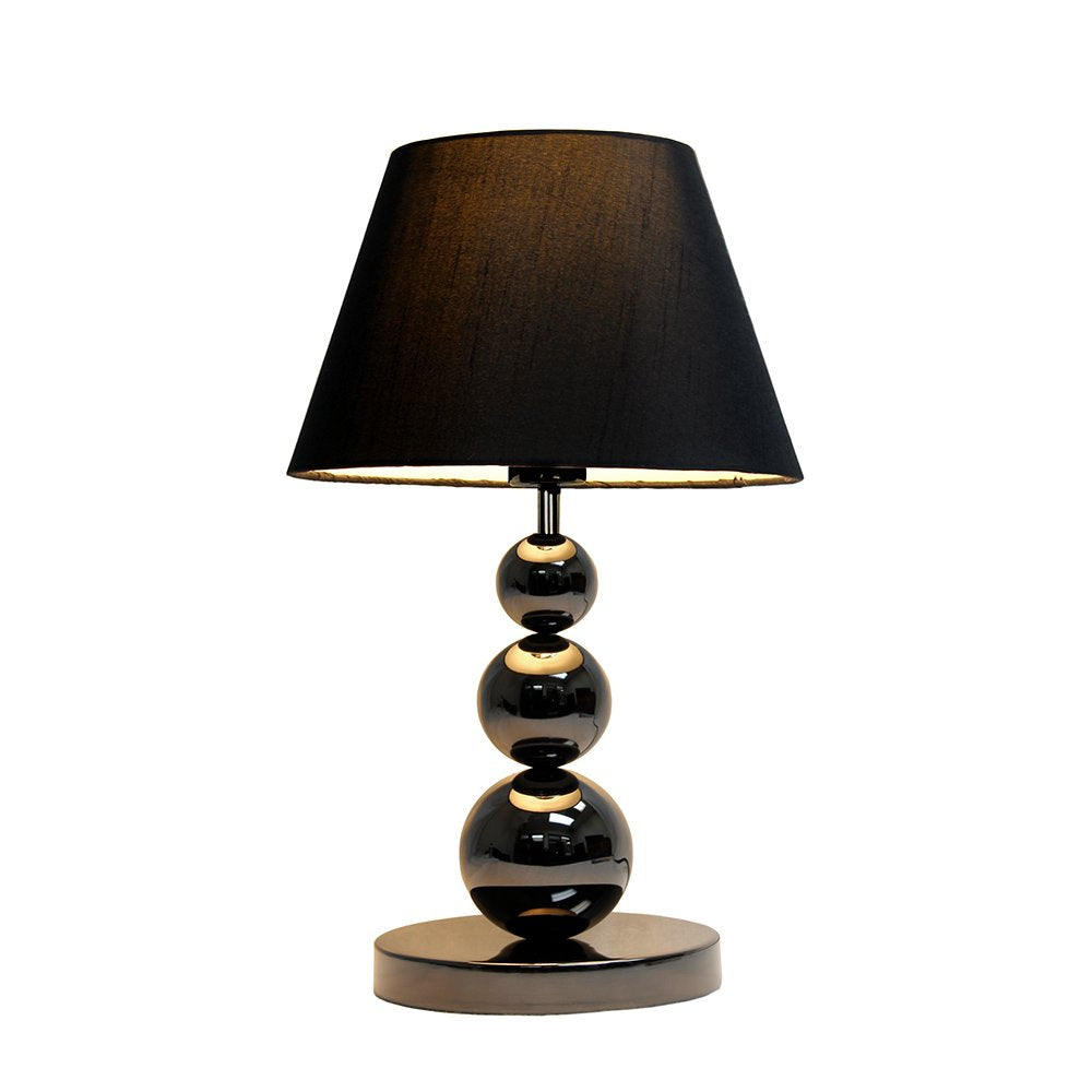Elegant Designs Lt1022-Blk Pearl Black Metal Three Tier Ball Table Lamp