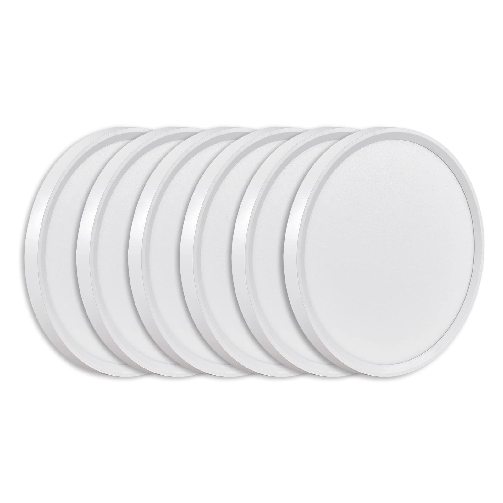 6Pk 9 Inch Led Flush Mount Ceiling Light, 18W, 1860Lm, 3000K/4000K/6000K Cct Selectable, Round Flat Panel Light Low Profile Ceiling Light Fixtures For Hallway, Kitchen, Bedroom, Laundry Room