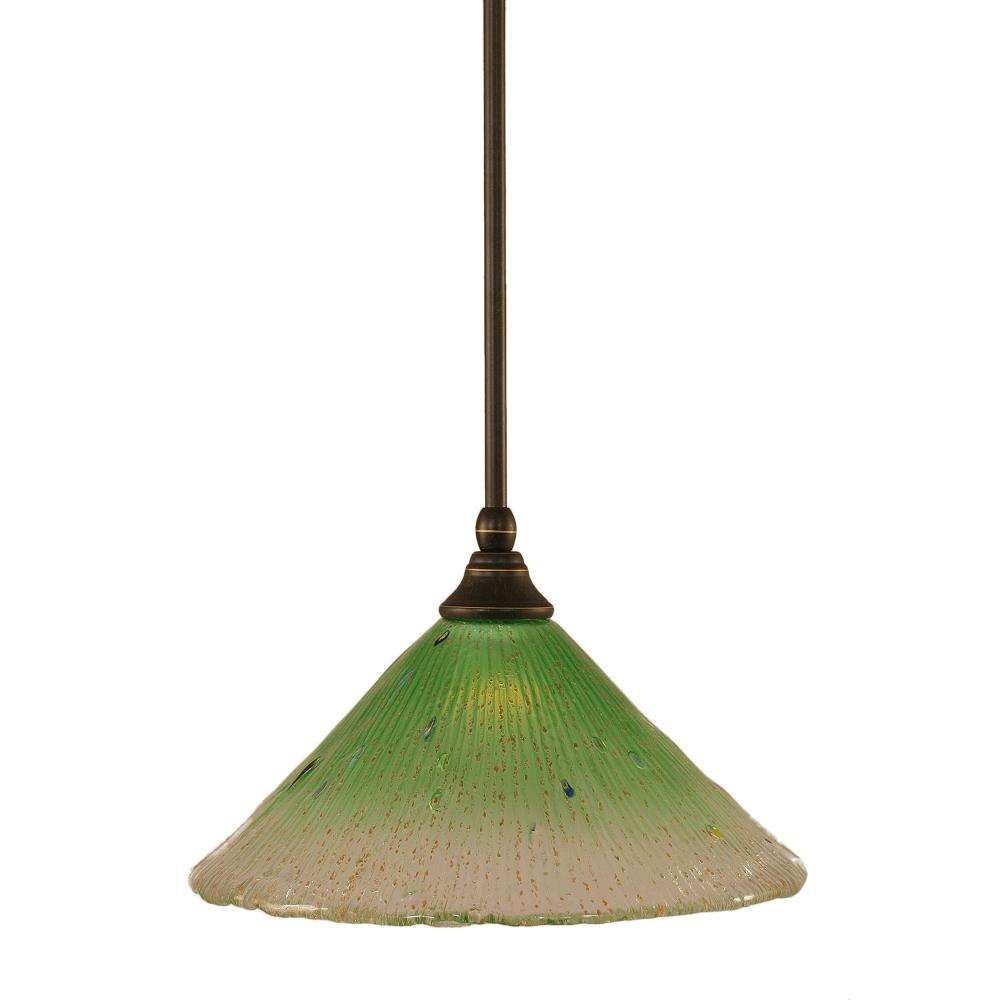 Toltec Lighting 23-Dg-447 Stem Mini Pendant With Hang Straight Swivel With 12&quot; Kiwi Green Crystal Glass, Dark Granite Finish