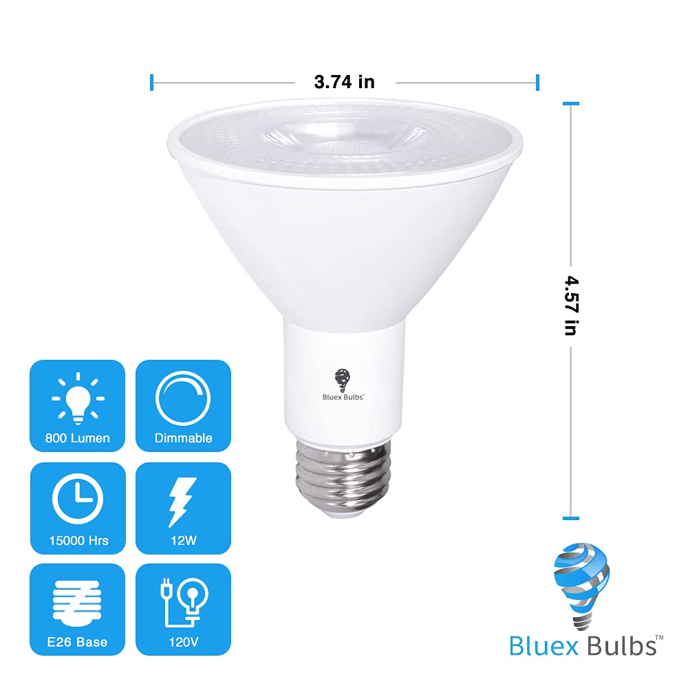 Bluex Bulbs 10 Pack PAR30 LED Flood Light Bulb 12W 100W Equivalent 900 Lumens Dimmable Waterproof 5000K Daylight