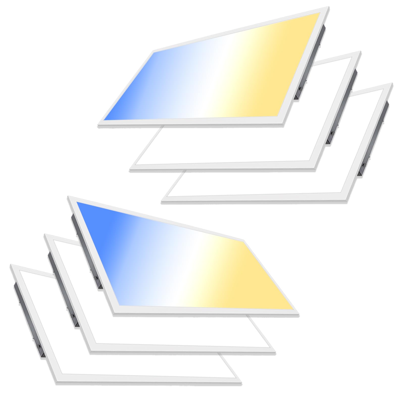 Vocgouu 6 Pack 2X4 Led Flat Panel Lights - Drop Ceiling Light Fixture 5000K 4000K 3000K Selectable & 0-10V Dimmable, 30W/40W/50W