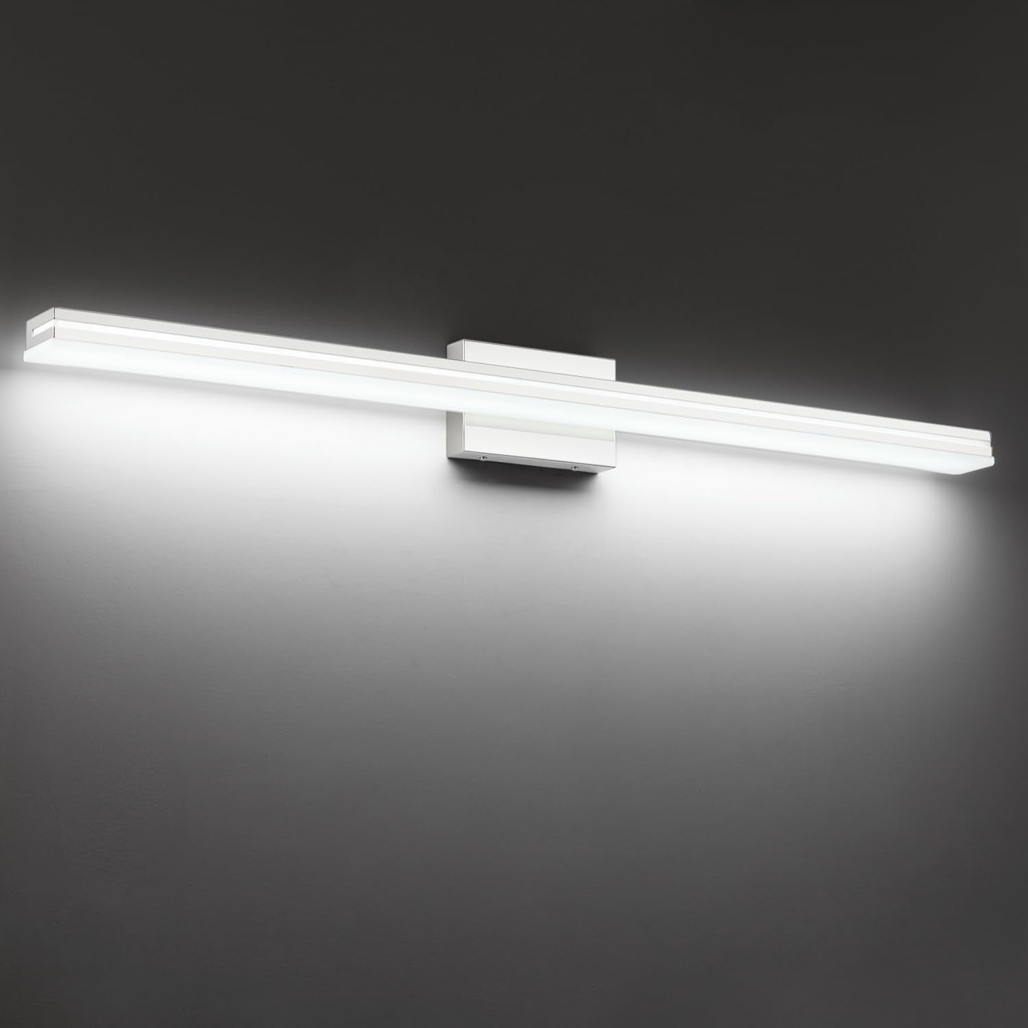 Sinerise 48-Inch Led Modern Bathroom Vanity Light Bar  Chrome Modern Acrylic Bathroom Wall Lighting Fixtures Over Mirror (Cool White 6000K)