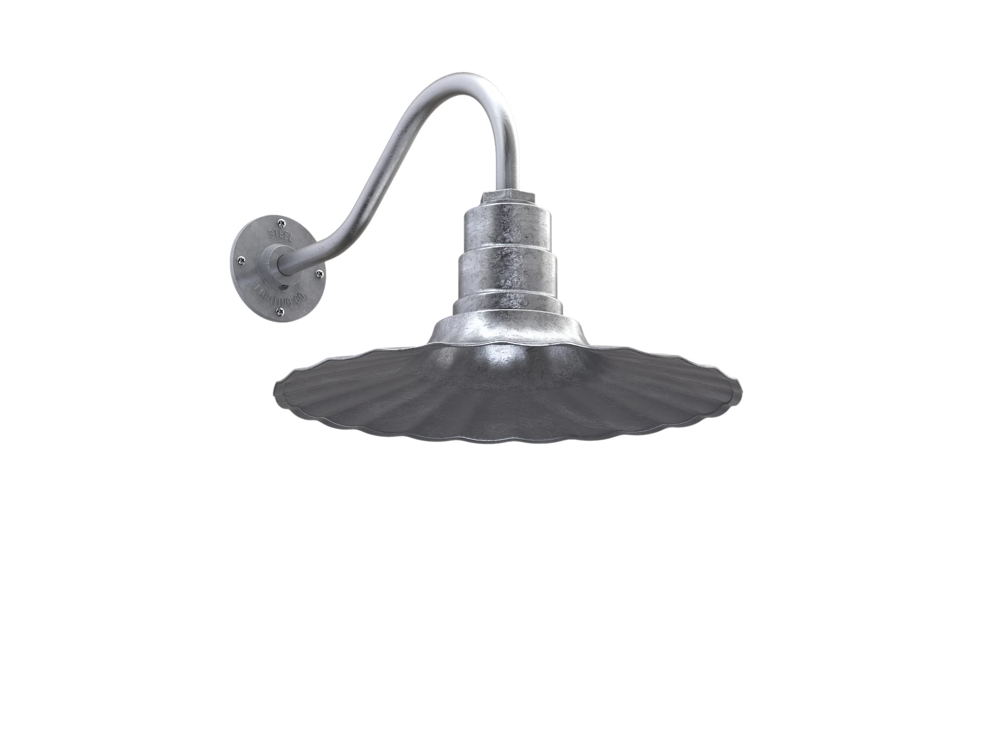 Steel Lighting Co. Highland Park Barn Light - Outdoor Wall Mounted, 16in Gooseneck, Alloy Steel, Galvanized Finish