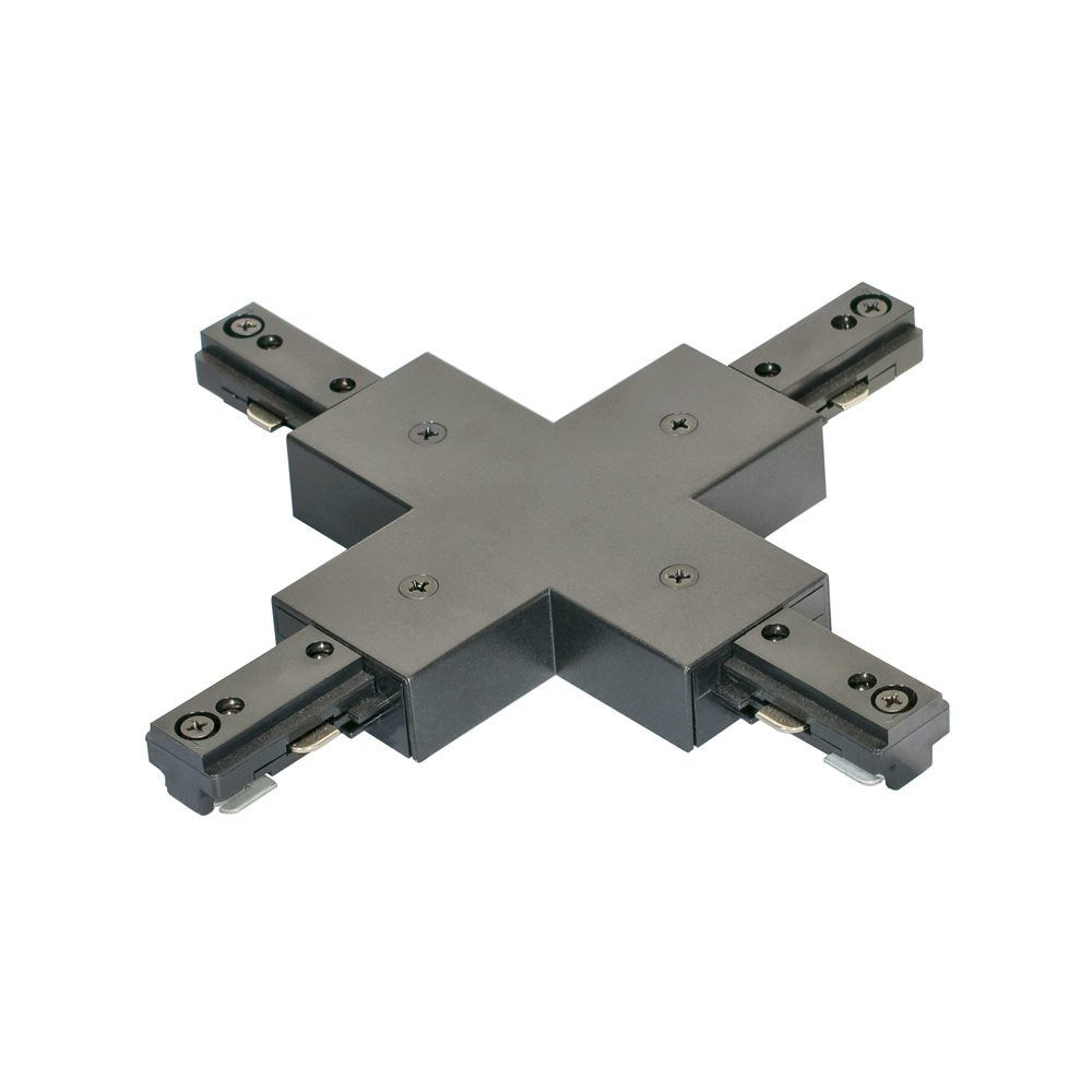 Jesco Lighting HXJSC X-Connector with Power-Feed, 3-Wire Single Circuit Track, Satin Chrome Finish