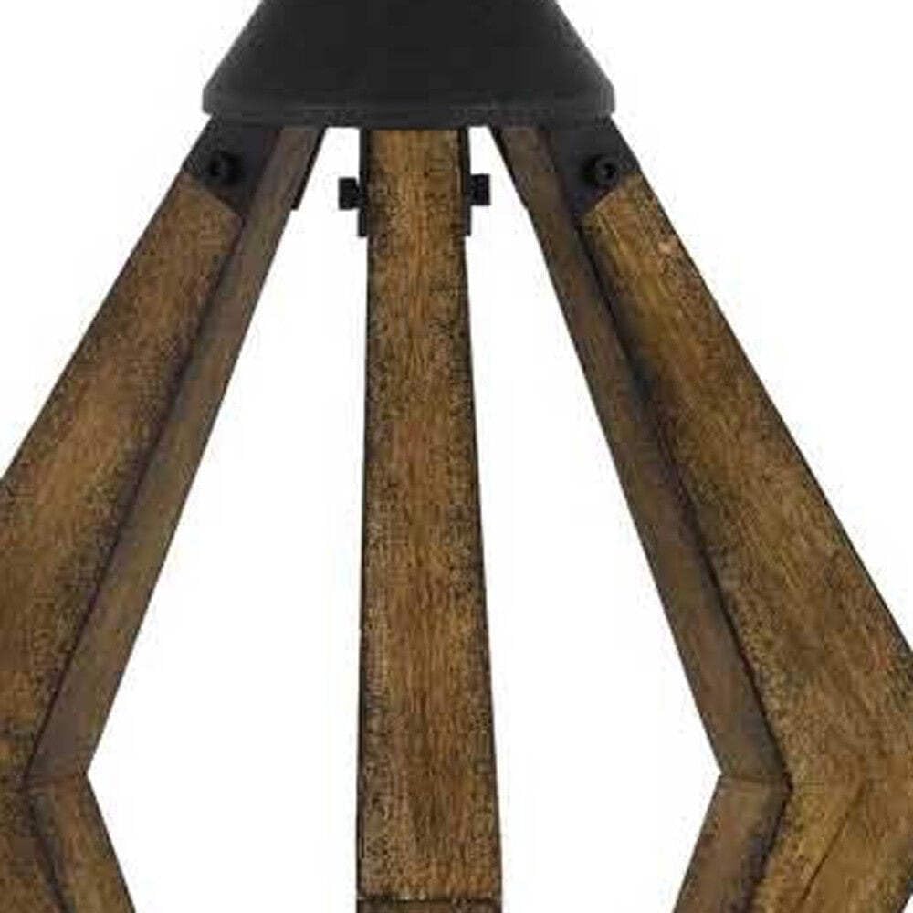 Homeroots 30 In. Black Metal Table Lamp With Brown Empire Shade For Living Room Lighting