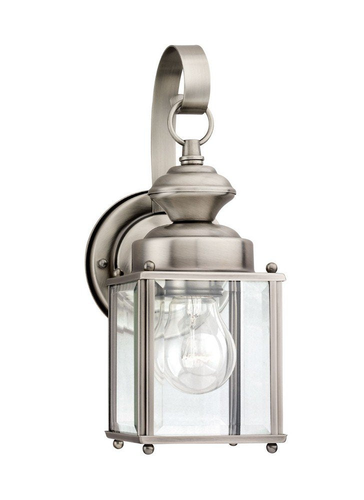 Sea Gull Lighting Jamestowne Outdoor Wall Lantern, One-Light, Antique Brushed Nickel, Model 8456-965