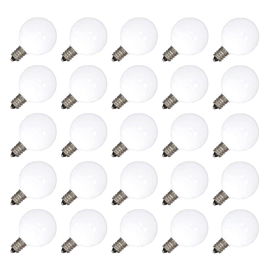 Vickerman G40 LED Bulbs, Cool White, E12 Base, Dimmable, 0.96W, 120V, Model XLEDCG45-25, 25