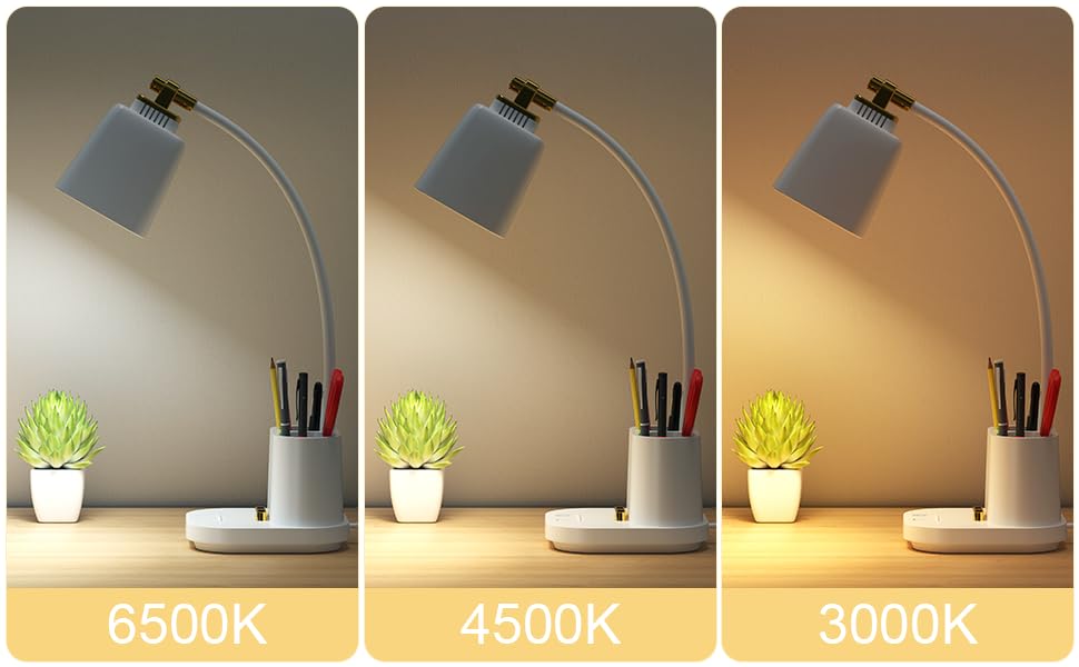 Led Desk Lamp With Usb Charging Port & Pen Holder, Dimmable Reading Light, Small Touch Table Lamp For Bedside Office Home Study