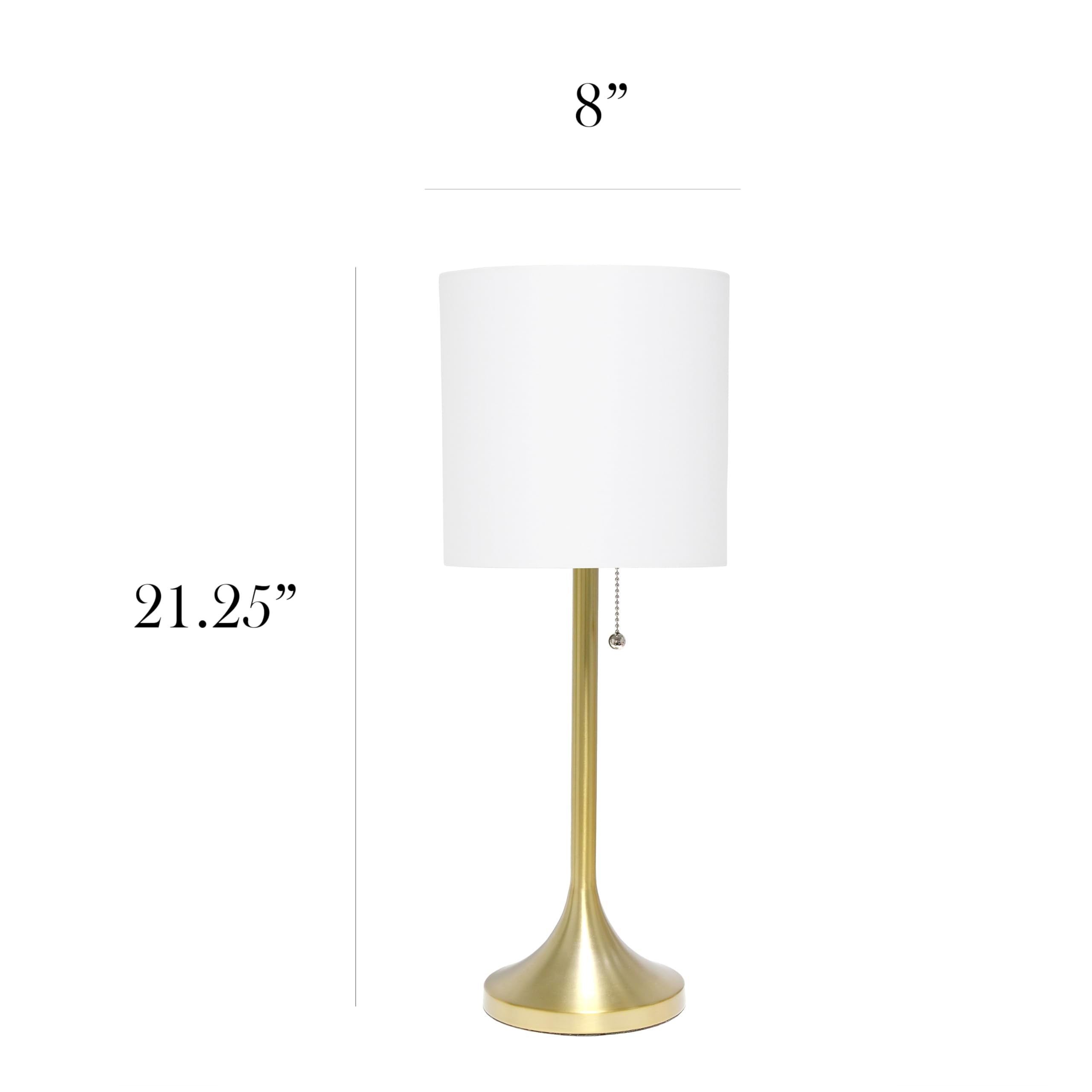 Simple Designs LT1076-GDW Gold & White Tapered Fabric Drum Shade Table Lamp - Pack of 4
