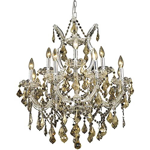 Elegant Lighting Royal Cut Crystal Chandelier, 13-Light, Two-Tier, 27inx26in, Chrome Finish, Model 2800D27C-GT/RC