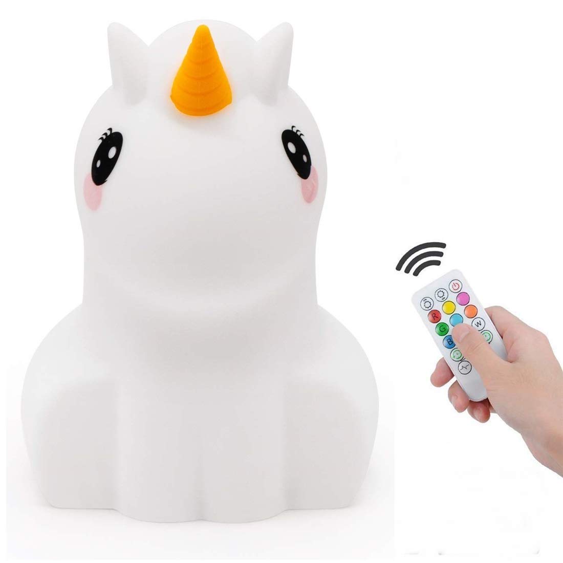 Tianhaixing Silicone Unicorn Night Light, Rechargeable Led Lamp, 9 Colors, White, Model Thx8856, Ideal For Kids And mature-themeds