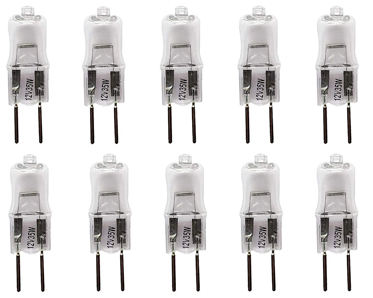 K JINGKELAI 35W Halogen Bulbs G5.3 Bi-Pin Base Warm White 2700K 10 Count Glass Lens