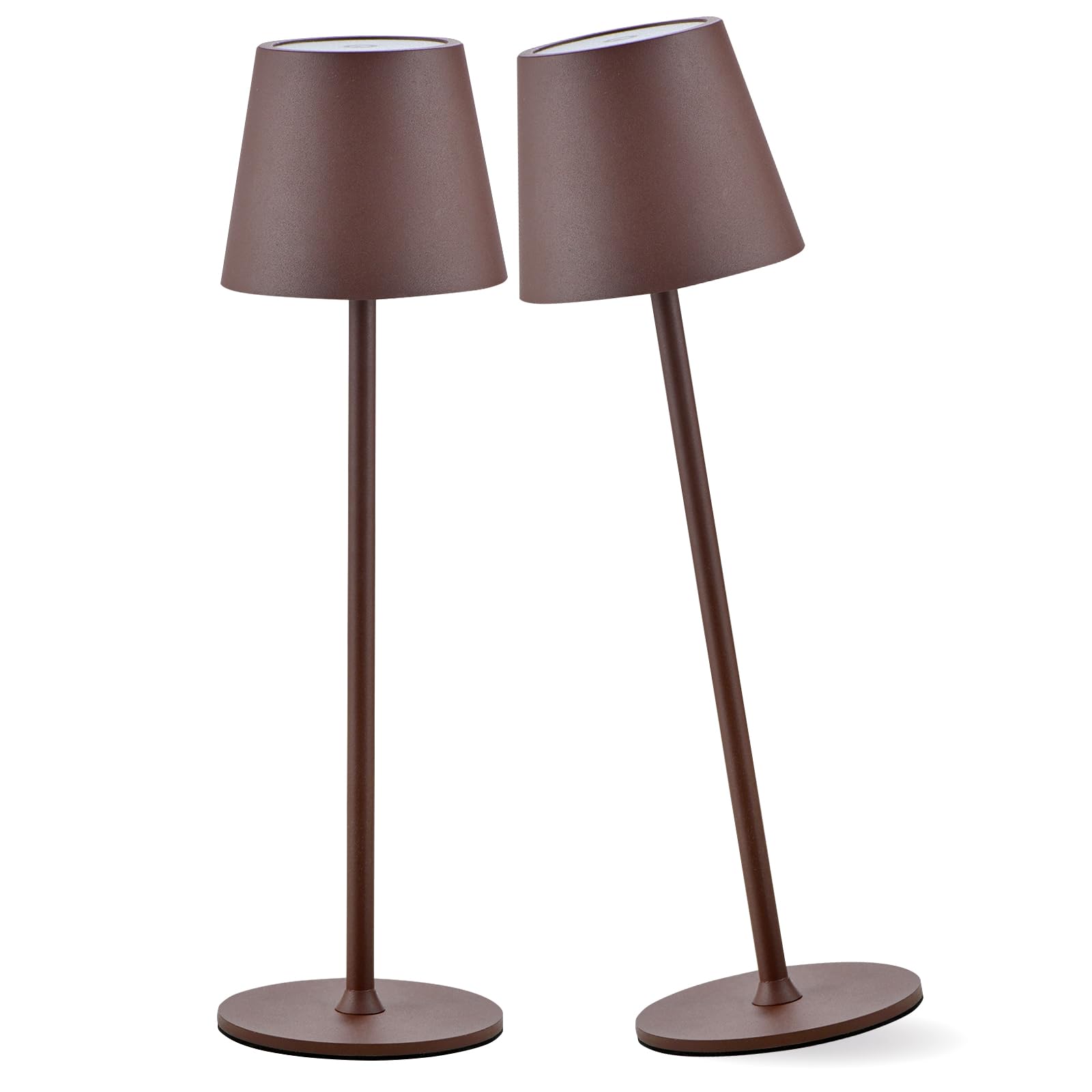 IMQSQIK Cordless Table Lamp, 5000mAh Rechargeable LED, 3 Color Modes, Stepless Dimming, Brown, Model CL-2pbrown