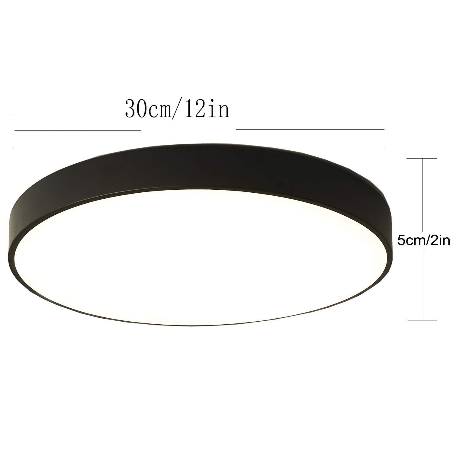 Ganeed LED Ceiling Light, 24W Flush Mount, 12 Inch, Iron, Black, Model PZE-XDD-911, Modern Fixture for Dining Room, Kitchen, Office