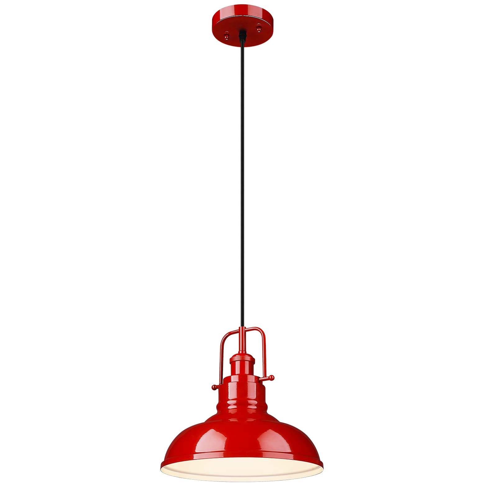 zeyu Modern Dome Pendant Light, 1-Light Metal Fixture, Medium Size, Red Finish, Model 016-1 RED