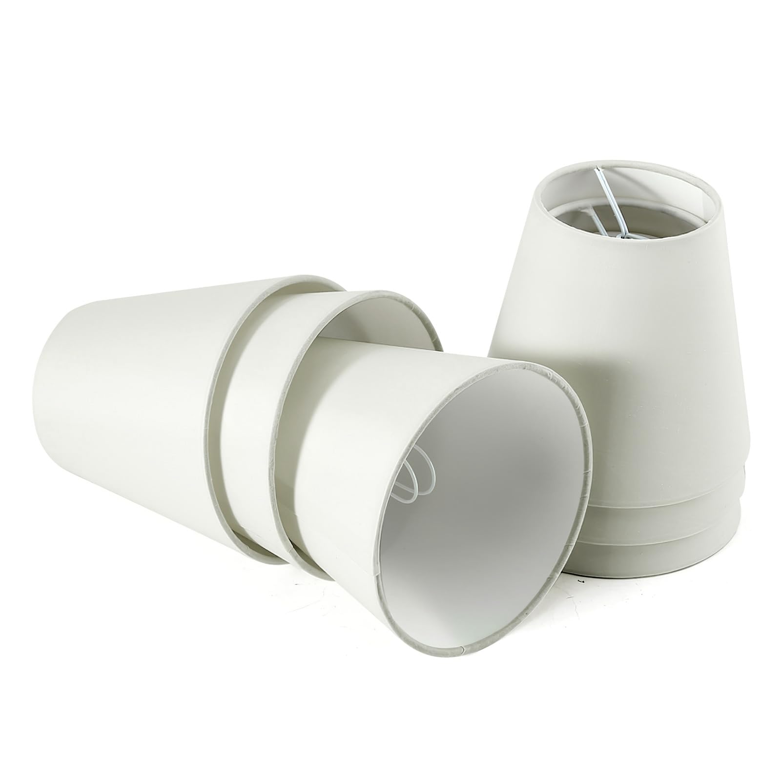Fuloon Small Lamp Shades, Clip-On, Linen White, 6 Pack, Modern European Style, 3.5x5.1x5.5 in, Model DL-LCZD03-W