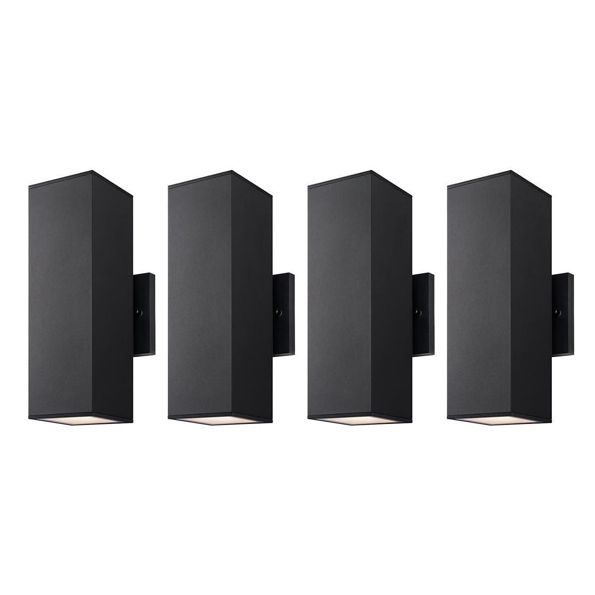 Mirrea Modern Outdoor Wall Sconce - 4 Pack Waterproof Matte Black Aluminum Patio Lights