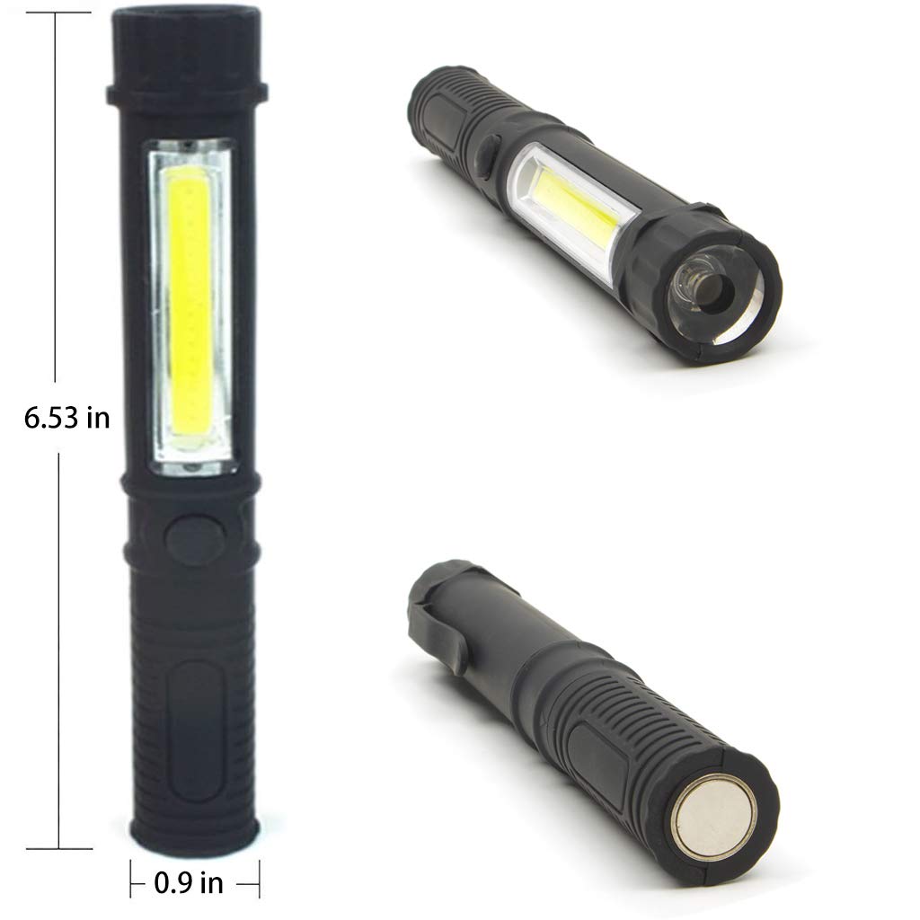 WUTL COB LED Work Flashlight, Magnetic Base, Clip, 8 Pack, Plastic, Model Zye-gjpl-21, 8pcs Flashlight