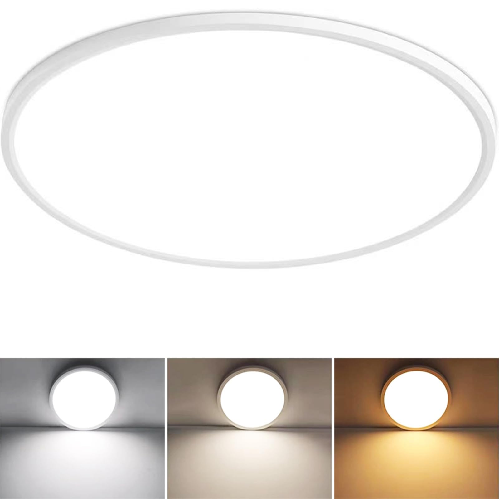 AprZLee 24 Inch Flush Mount Ceiling Light, 56W 5600 lm Ceiling Light Fixture with 3 CCT Selectable 3000K/4000K/ 6500K, Slim Roun