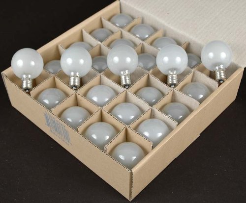 Novelty Lights G50 Outdoor String Light Globe Replacement Bulbs, E12 Base, Frosted White, 25 Count