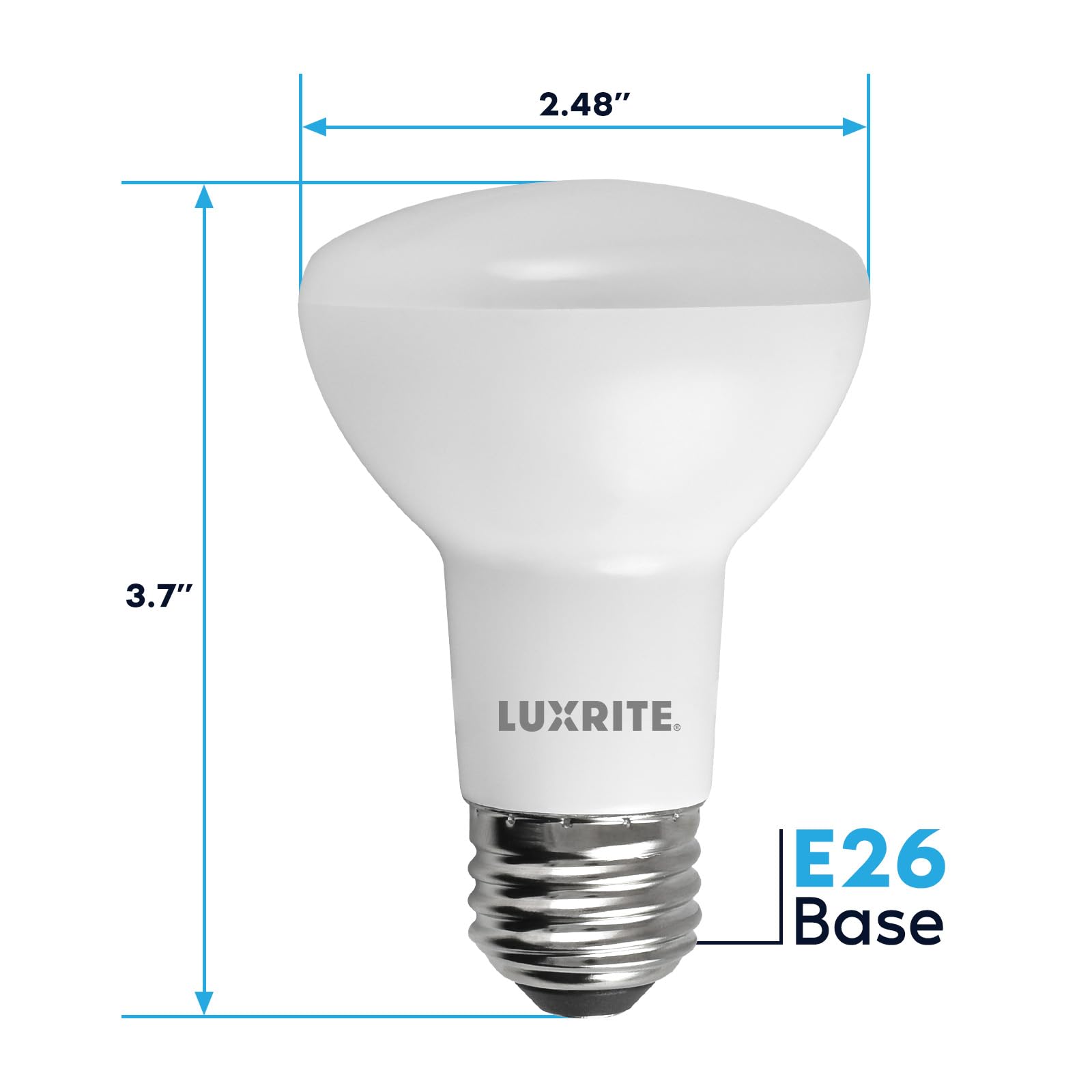 LUXRITE BR20 LED Bulb 6.5W, 45W Equivalent, Dimmable, 460 Lumens, 3500K Natural White, E26 Base,