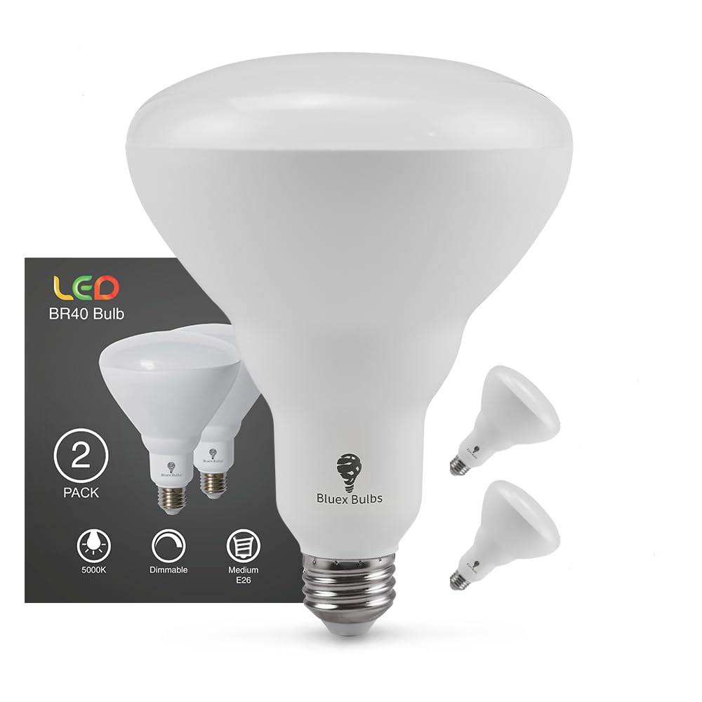 Bluex Bulbs 2 Pack 20W Br40 Ho High Power Led Indoor Flood Light Bulbs 4000K Cool White - Dimmable 1800 Lumens E26 200W Equivale