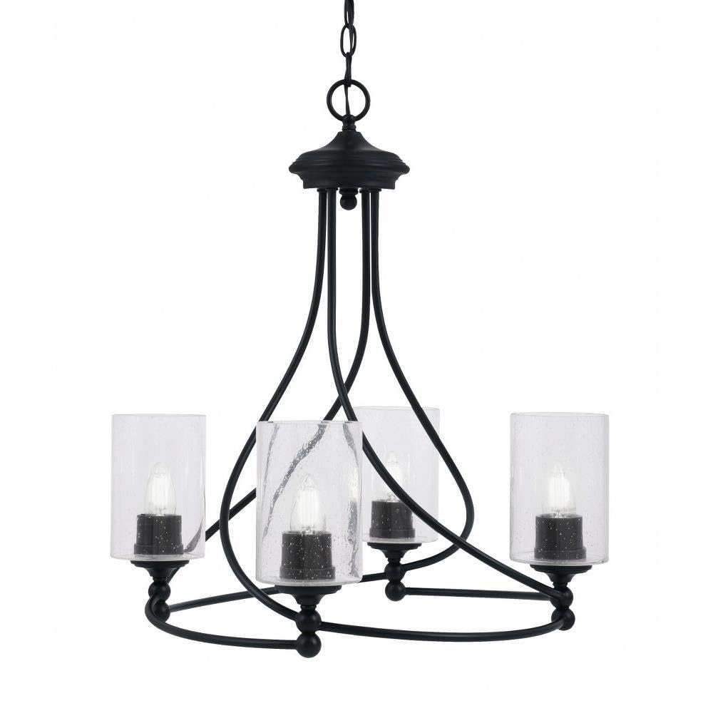 Toltec Lighting 904-MB-300 Capri - 4 Light Uplight Chandelier-22.75 Inches Tall and 20.75 Inches Wide, Finish Color: Matte Black, Glass Color: Clear Bubble