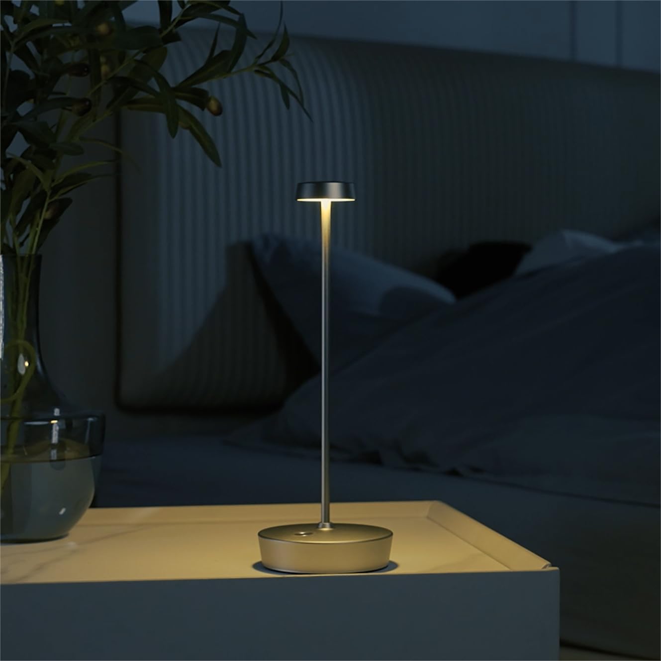 Sikevht Cordless Led Table Lamp,Rechargeable Battery Desk Lamps, 3 Color Stepless Dimmable Metal Battery Table Lamps, Portable T