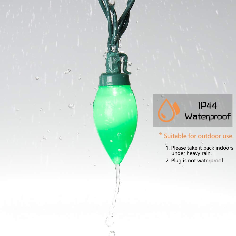HAYATA Multi Color C9 Big Bulbs Christmas Lights 50 LED 32ft Indoor Outdoor Decorations