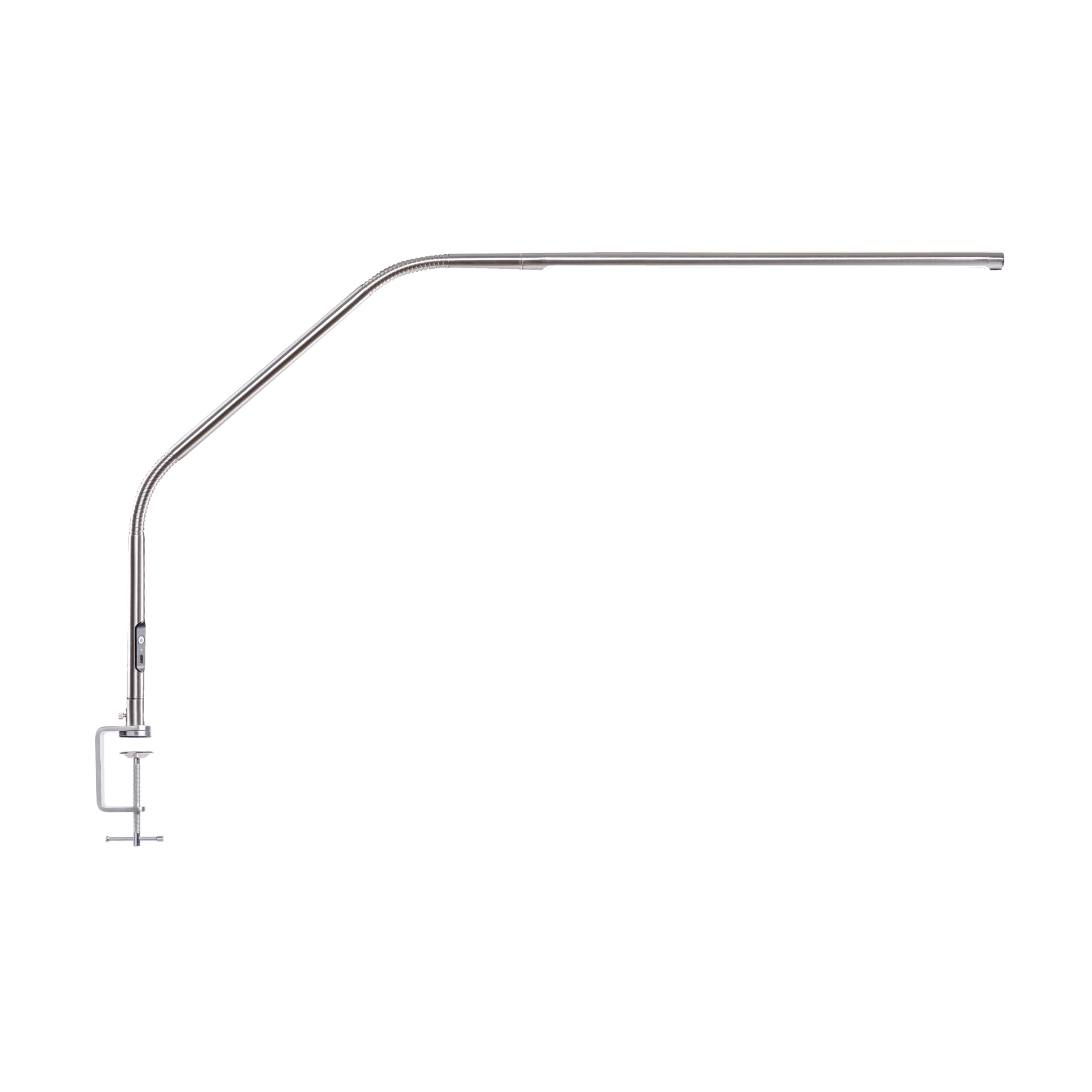 daylight Slimline 4LED Table Lamp in Brushed Steel - 6,000K, 3,200 Lux, 4 Brightness Levels, USB-C Charging Port, Anti-Glare Dif