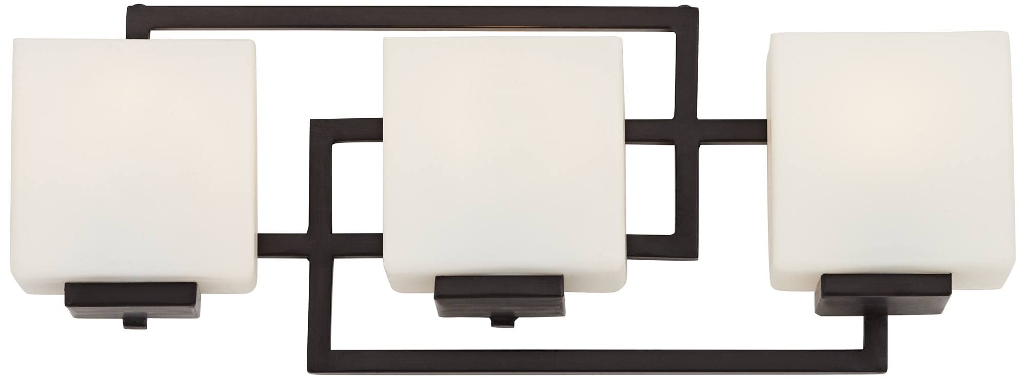 Possini Euro Design 3-Light Wall Mount Light Fixture, 21" Wide, Bronze Metal, Geometric Opal Glass Shades for Bathroom Vanity Decor