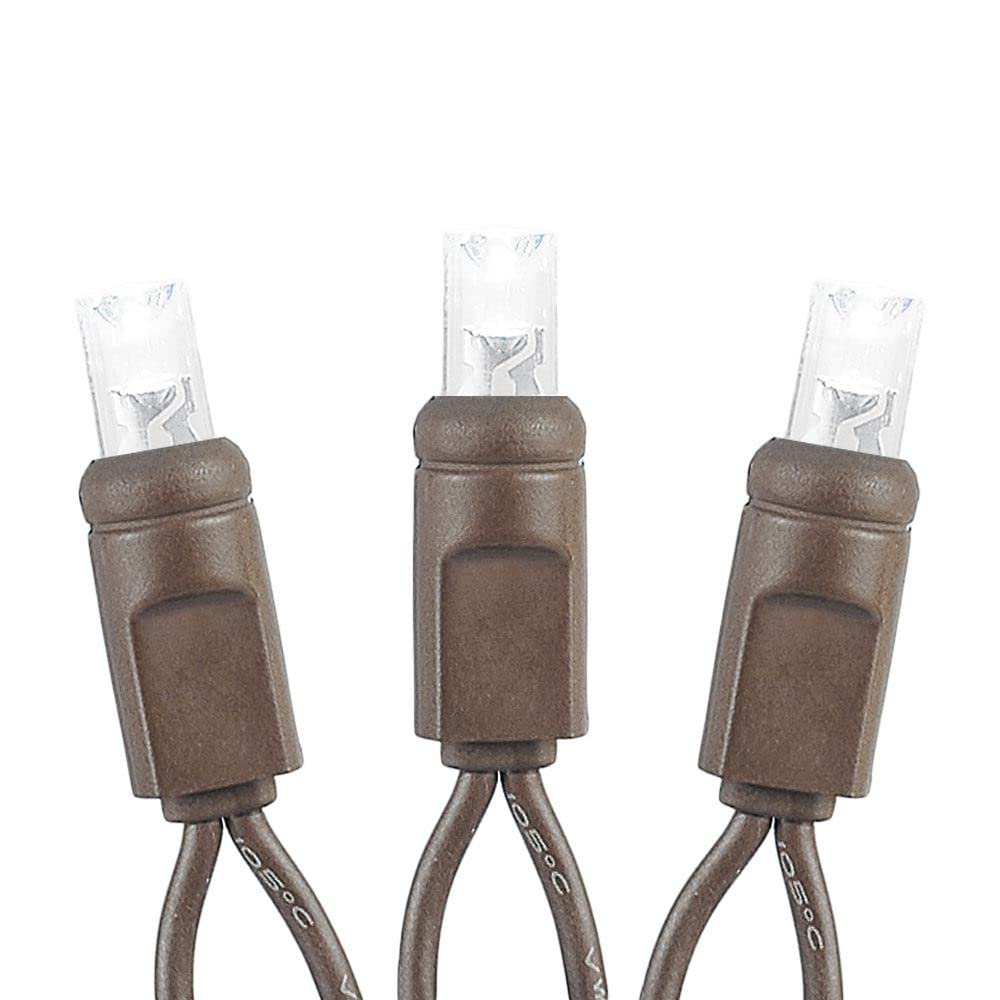 Novelty Lights 50FT LED String Lights, 100 Bulbs, Copper, Pure White, Model MRD-25B-4, Outdoor Commercial Grade, 40,000 Hours Rating