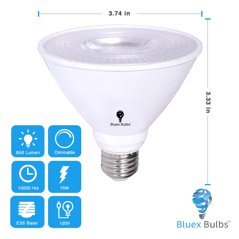 6 Pack Par30 Short Neck Led Flood Light Bulb 10W 75 Watt Equivalent 850 Lumens Waterproof E26 5000K Daylight Super Bright Par30