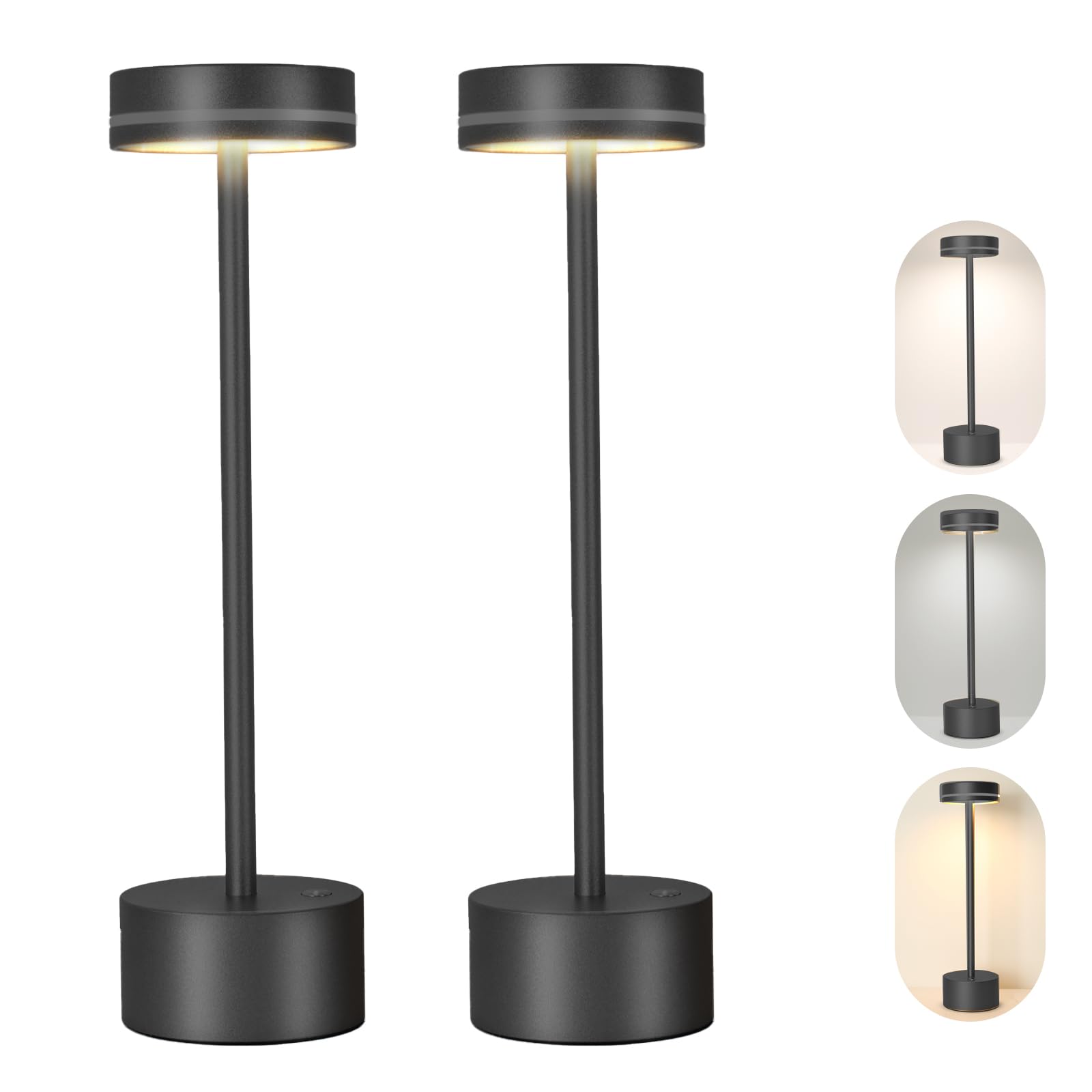 2 Pack Cordless Table Lamp,Bedside Table Lamp For Bedroom,5000Mah Battery Operated Portable Led Desk Lamp,3 Way Dimmable Touch L