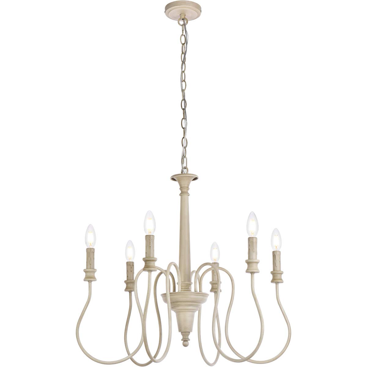 Living District Flynx 6-Light Mid-Century Metal Pendant In Weathered Dove