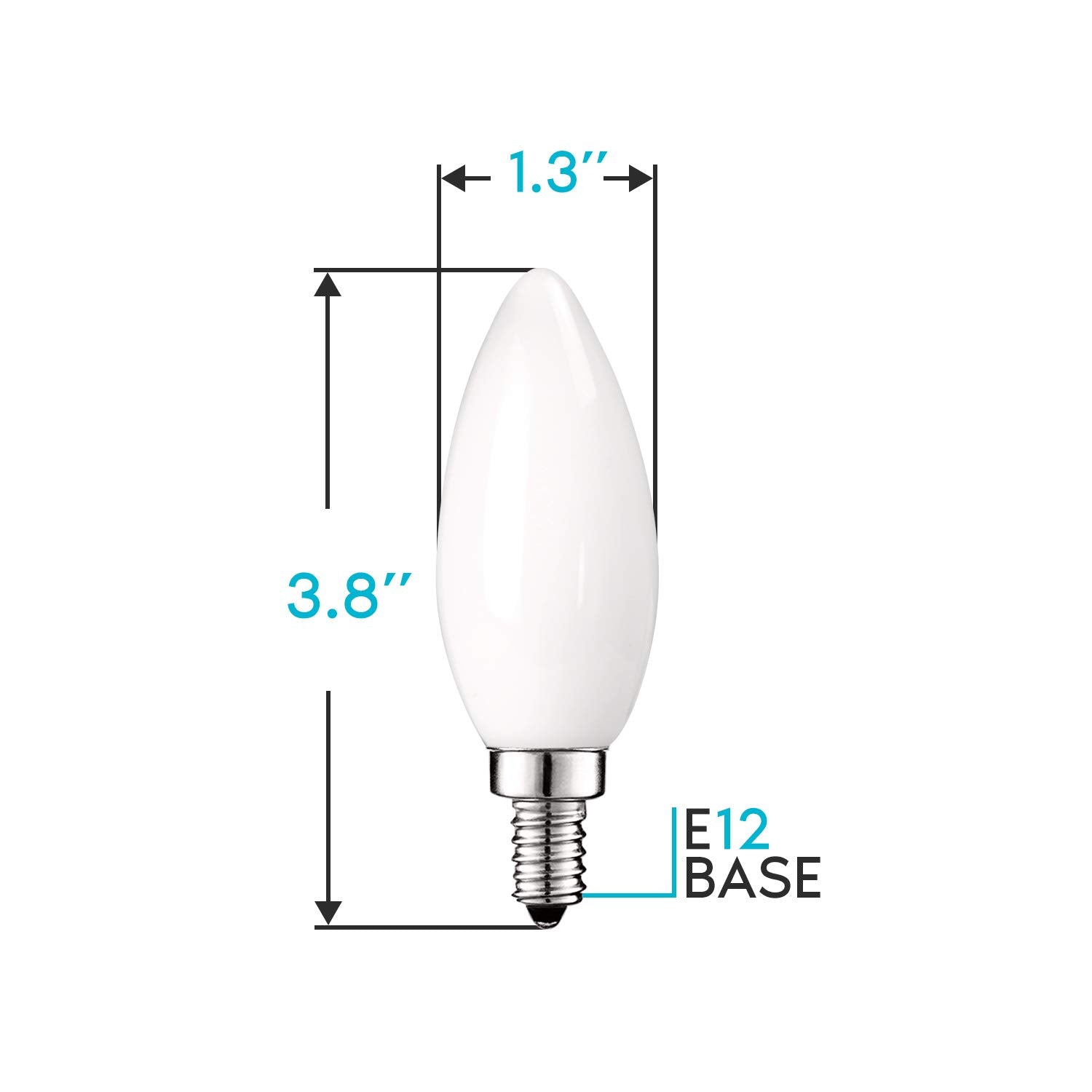 LUXRITE 5W E12 LED Bulb, 60W Equivalent, 2700K Warm White, Dimmable, Glass, Model LR21562-12, 12 Pack