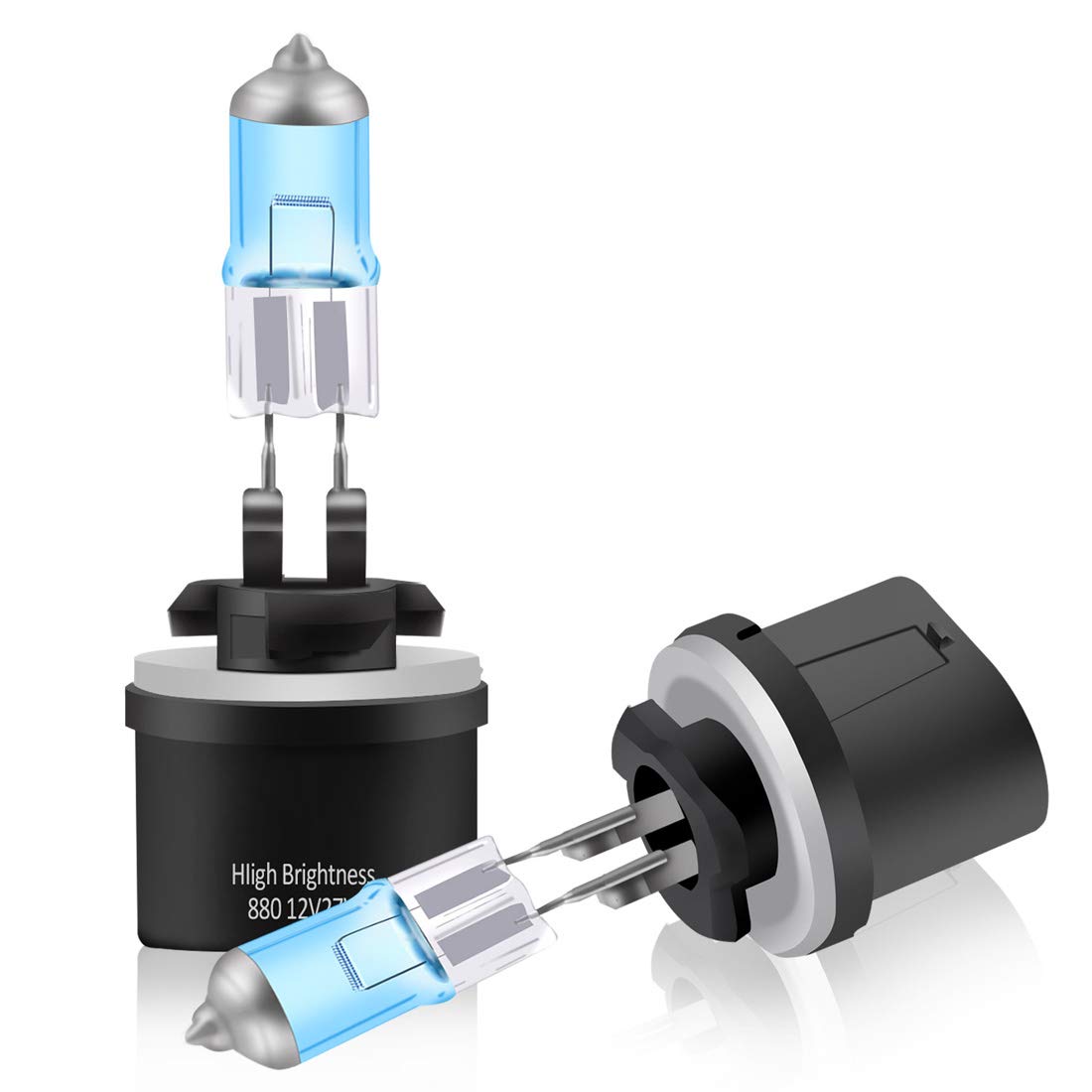 DZG Halogen Fog Light Bulbs 12V 27W High Brightness 5000K Model 880 Black Pack of 2
