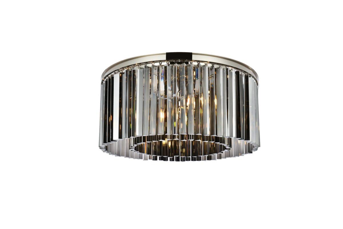 Elegant Lighting Sydney Collection 1208F31PN-SS/RC 8-Light Flush Mount with Royal Cut Silver Shade Crystals, Polished Nickel Finish