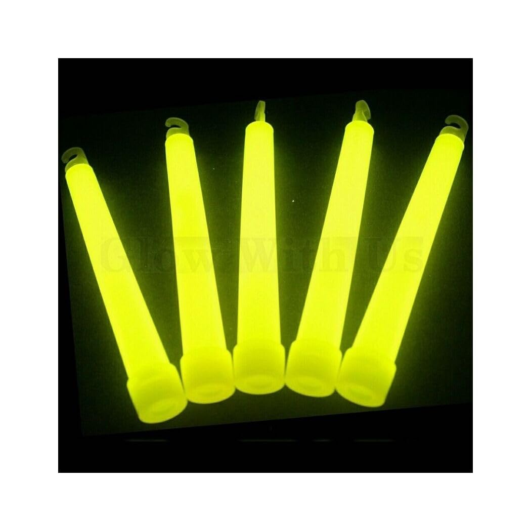 Glow Sticks Bulk Wholesale, 600 6    Industrial Grade Yellow Light Sticks. Bright Color, Glow 12-14 Hrs, Safety Glow Stick With
